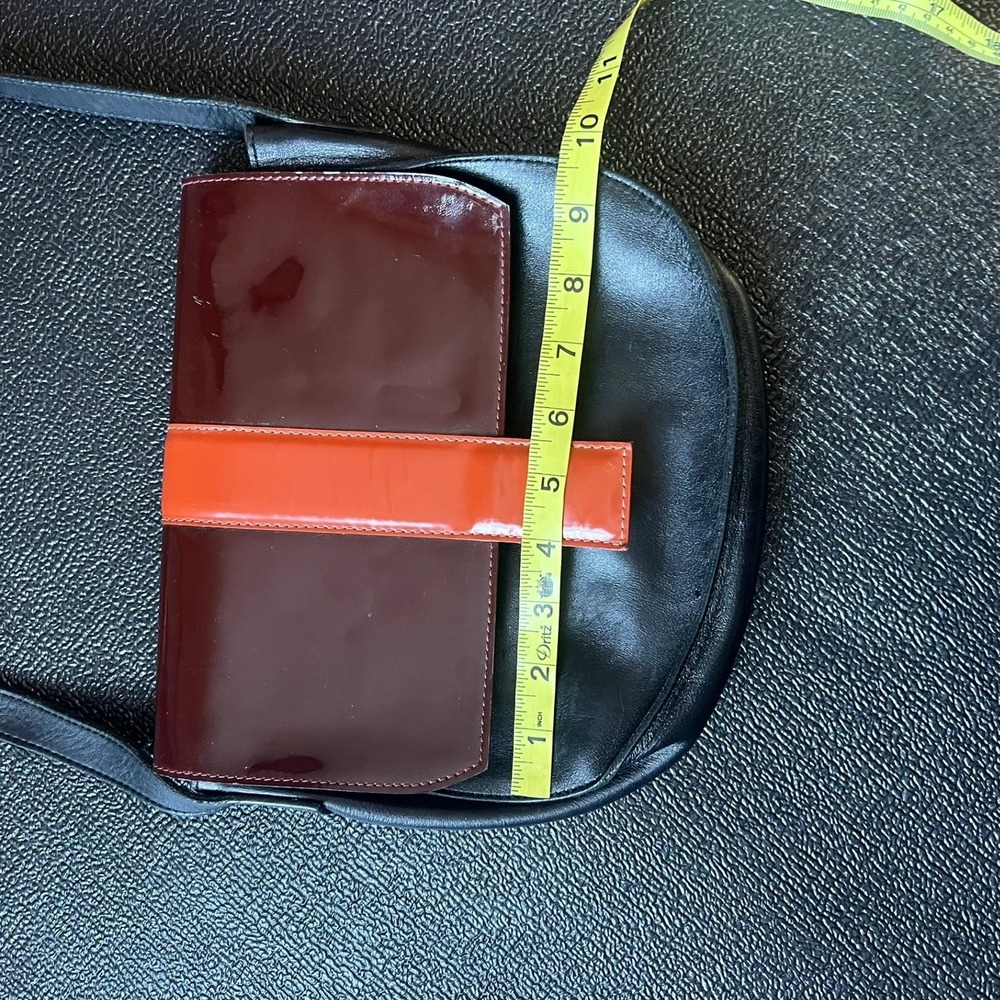 Mishka Black Burgundy Orange Patent Leather Shoulder Bag Crossbody Boho Indie‎ - Picture 13 of 16